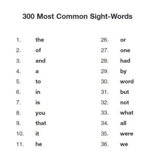 list of 300 sight words