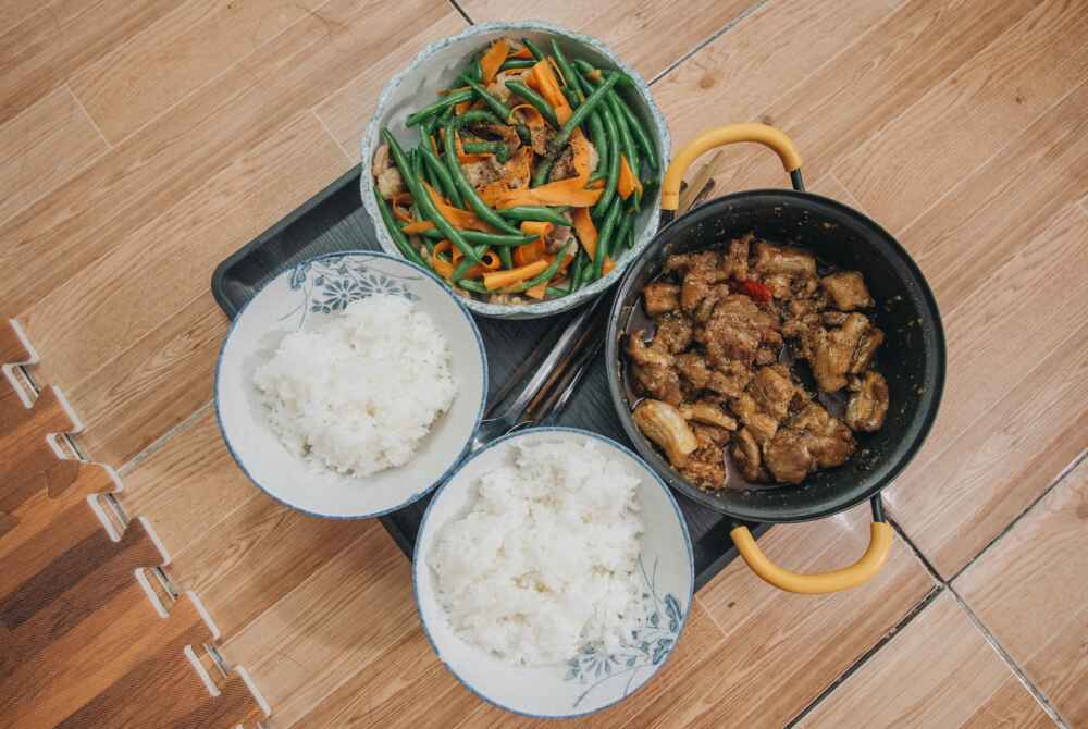 Cooked Rice on Ceramic Bowl