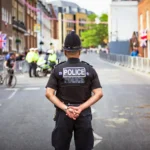 Police standing on road