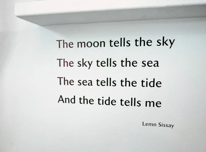 Composing Poetic Lines and Texts: Serene wall art featuring an inspirational quote by Lemn Sissay about the elements.